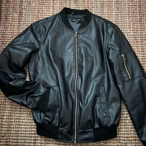 Faux Leather Bomber Jacket